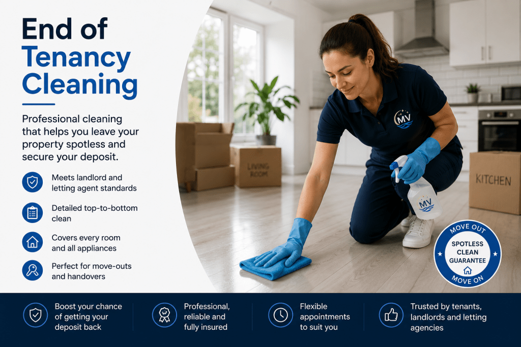 Detailed cleaning of a newly finished kitchen area